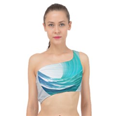 Tsunami Tidal Wave Wave Minimalist Ocean Sea 2 Spliced Up Bikini Top  by Pakemis