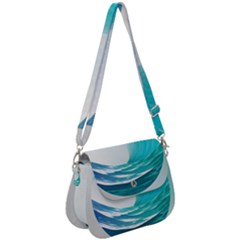 Tsunami Tidal Wave Wave Minimalist Ocean Sea 2 Saddle Handbag by Pakemis