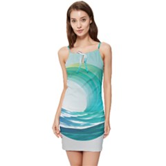 Tsunami Tidal Wave Wave Minimalist Ocean Sea 2 Summer Tie Front Dress by Pakemis