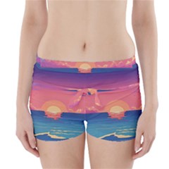 Sunset Ocean Beach Water Tropical Island Vacation 2 Boyleg Bikini Wrap Bottoms by Pakemis