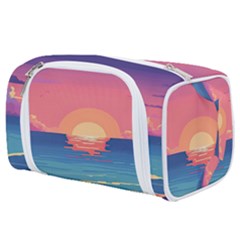 Sunset Ocean Beach Water Tropical Island Vacation 2 Toiletries Pouch by Pakemis