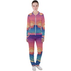 Sunset Ocean Beach Water Tropical Island Vacation 2 Casual Jacket And Pants Set by Pakemis