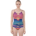 Sunset Ocean Beach Water Tropical Island Vacation 2 Cut Out Top Tankini Set View1