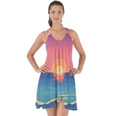 Sunset Ocean Beach Water Tropical Island Vacation 2 Show Some Back Chiffon Dress by Pakemis