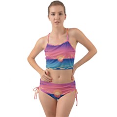 Sunset Ocean Beach Water Tropical Island Vacation 2 Mini Tank Bikini Set by Pakemis