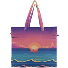 Sunset Ocean Beach Water Tropical Island Vacation 2 Canvas Travel Bag by Pakemis