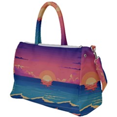 Sunset Ocean Beach Water Tropical Island Vacation 2 Duffel Travel Bag by Pakemis