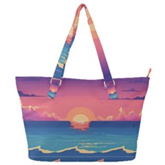 Sunset Ocean Beach Water Tropical Island Vacation 2 Full Print Shoulder Bag by Pakemis