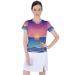 Sunset Ocean Beach Water Tropical Island Vacation 2 Women s Sports Top by Pakemis