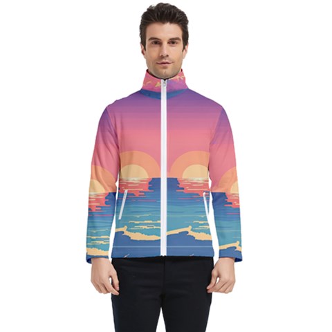 Sunset Ocean Beach Water Tropical Island Vacation 2 Men s Bomber Jacket by Pakemis