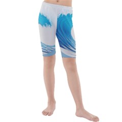 Wave Tsunami Tidal Wave Ocean Sea Water Kids  Mid Length Swim Shorts by Pakemis