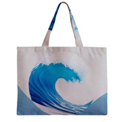 Wave Tsunami Tidal Wave Ocean Sea Water Zipper Mini Tote Bag by Pakemis