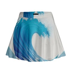 Wave Tsunami Tidal Wave Ocean Sea Water Mini Flare Skirt by Pakemis