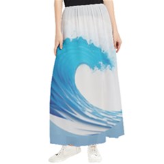 Wave Tsunami Tidal Wave Ocean Sea Water Maxi Chiffon Skirt by Pakemis