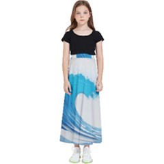 Wave Tsunami Tidal Wave Ocean Sea Water Kids  Flared Maxi Skirt by Pakemis