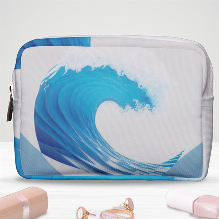 Wave Tsunami Tidal Wave Ocean Sea Water Make Up Pouch (Medium)