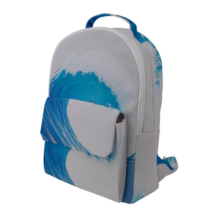 Wave Tsunami Tidal Wave Ocean Sea Water Flap Pocket Backpack (Large)