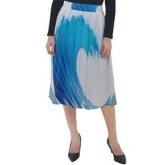 Wave Tsunami Tidal Wave Ocean Sea Water Classic Velour Midi Skirt  by Pakemis