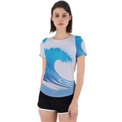 Wave Tsunami Tidal Wave Ocean Sea Water Back Cut Out Sport Tee by Pakemis