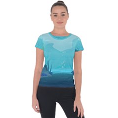 Intro Youtube Background Wallpaper Aquatic Water 2 Short Sleeve Sports Top  by Pakemis