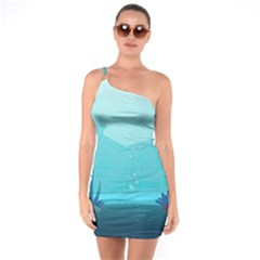 Intro Youtube Background Wallpaper Aquatic Water 2 One Soulder Bodycon Dress by Pakemis