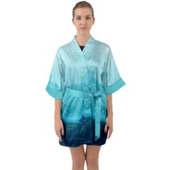 Intro Youtube Background Wallpaper Aquatic Water 2 Half Sleeve Satin Kimono  by Pakemis