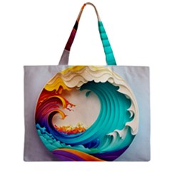 Tsunami Tidal Wave Wave Minimalist Ocean Sea 3 Zipper Mini Tote Bag by Pakemis