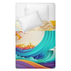 Tsunami Tidal Wave Wave Minimalist Ocean Sea 3 Duvet Cover Double Side (single Size) by Pakemis