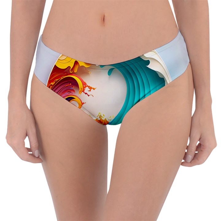 Tsunami Tidal Wave Wave Minimalist Ocean Sea 3 Reversible Classic Bikini Bottoms