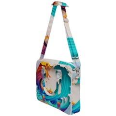 Tsunami Tidal Wave Wave Minimalist Ocean Sea 3 Cross Body Office Bag by Pakemis