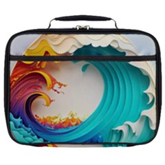 Tsunami Tidal Wave Wave Minimalist Ocean Sea 3 Full Print Lunch Bag by Pakemis