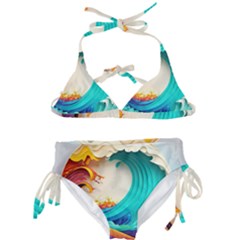 Tsunami Tidal Wave Wave Minimalist Ocean Sea 3 Kids  Classic Bikini Set by Pakemis