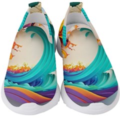 Tsunami Tidal Wave Wave Minimalist Ocean Sea 3 Kids  Slip On Sneakers by Pakemis