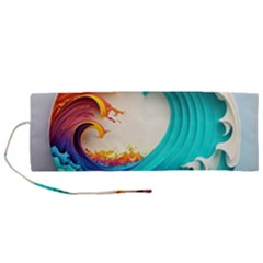 Tsunami Tidal Wave Wave Minimalist Ocean Sea 3 Roll Up Canvas Pencil Holder (m) by Pakemis