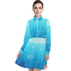 Ai Generated Ocean Sea Fish Aquatic Water Nature Long Sleeve Chiffon Shirt Dress by Pakemis