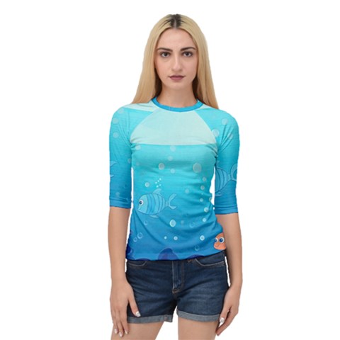 Ai Generated Ocean Sea Fish Aquatic Water Nature Quarter Sleeve Raglan Tee by Pakemis