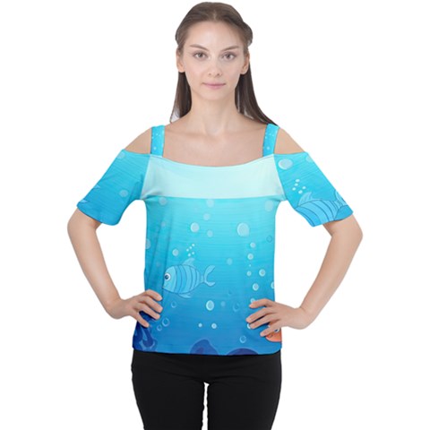 Ai Generated Ocean Sea Fish Aquatic Water Nature Cutout Shoulder Tee by Pakemis