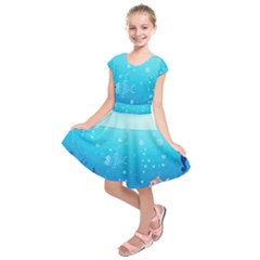 Ai Generated Ocean Sea Fish Aquatic Water Nature Kids  Short Sleeve Dress by Pakemis