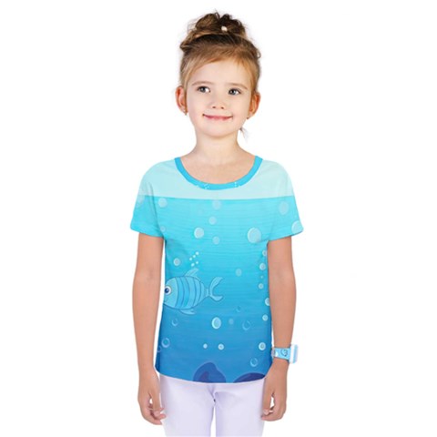 Ai Generated Ocean Sea Fish Aquatic Water Nature Kids  One Piece Tee by Pakemis