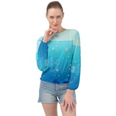 Ai Generated Ocean Sea Fish Aquatic Water Nature Banded Bottom Chiffon Top by Pakemis