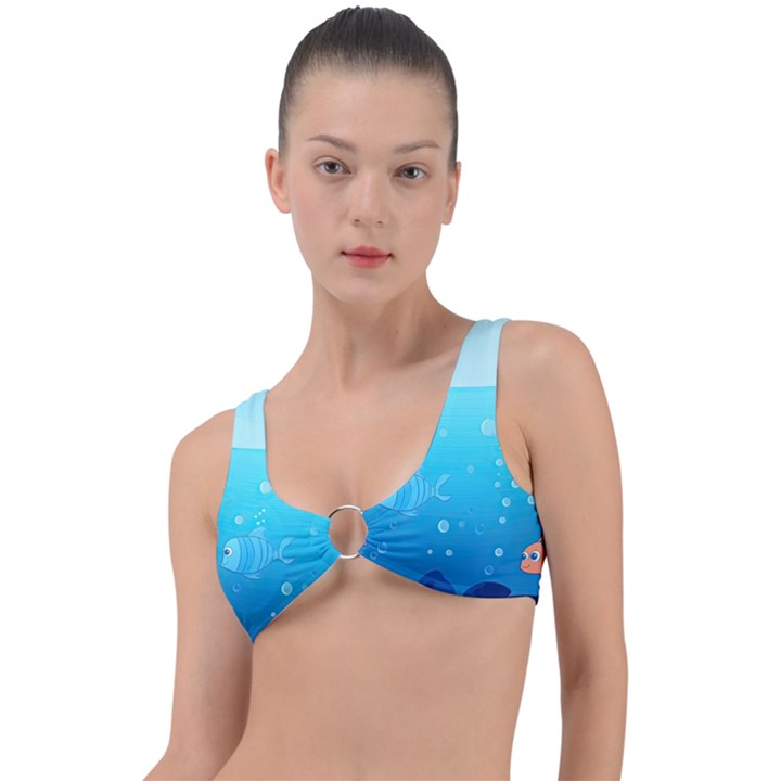 Ai Generated Ocean Sea Fish Aquatic Water Nature Ring Detail Bikini Top