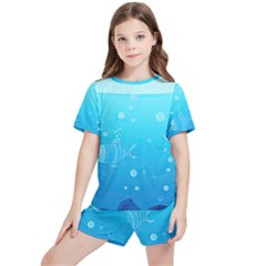 Ai Generated Ocean Sea Fish Aquatic Water Nature Kids  Tee And Sports Shorts Set by Pakemis