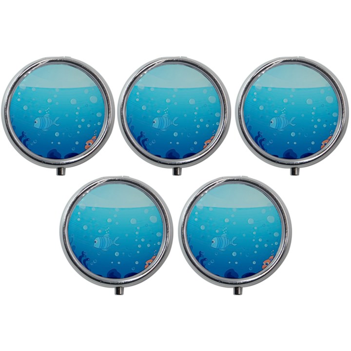 Ai Generated Ocean Sea Fish Aquatic Water Nature Mini Round Pill Box (Pack of 5)