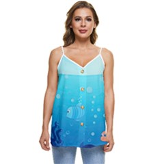 Ai Generated Ocean Sea Fish Aquatic Water Nature Casual Spaghetti Strap Chiffon Top by Pakemis