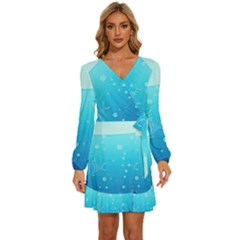 Ai Generated Ocean Sea Fish Aquatic Water Nature Long Sleeve Waist Tie Ruffle Velvet Dress