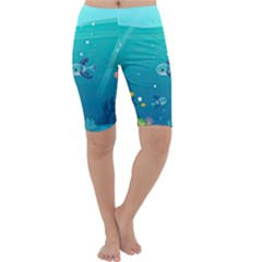 Ai Generated Ocean Sea Fish Aquatic Water Nature 2 Cropped Leggings  by Pakemis