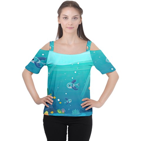 Ai Generated Ocean Sea Fish Aquatic Water Nature 2 Cutout Shoulder Tee by Pakemis