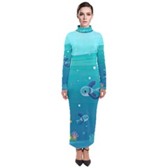 Ai Generated Ocean Sea Fish Aquatic Water Nature 2 Turtleneck Maxi Dress by Pakemis