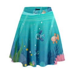 Ai Generated Ocean Sea Fish Aquatic Water Nature 2 High Waist Skirt by Pakemis