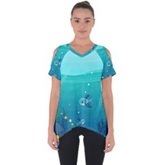 Ai Generated Ocean Sea Fish Aquatic Water Nature 2 Cut Out Side Drop Tee